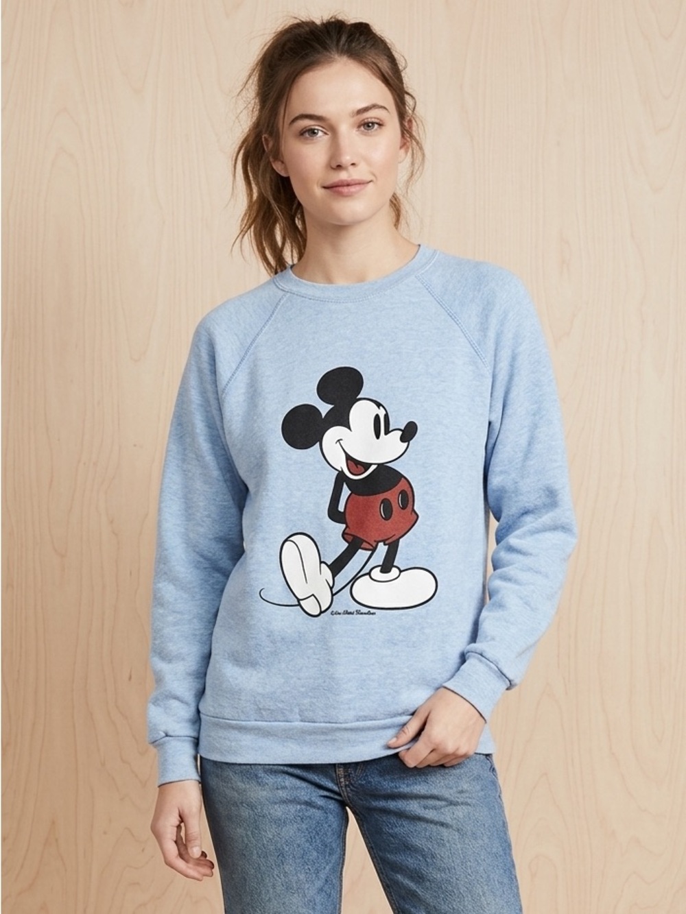 Disney Light Blue Mickey Mouse Crewneck Sweatshirt